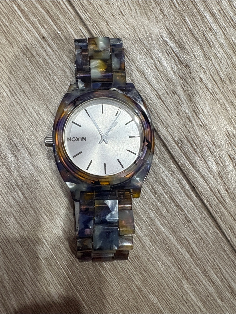 Nixon Tortoiseshell Resin Watch with Silver Dial